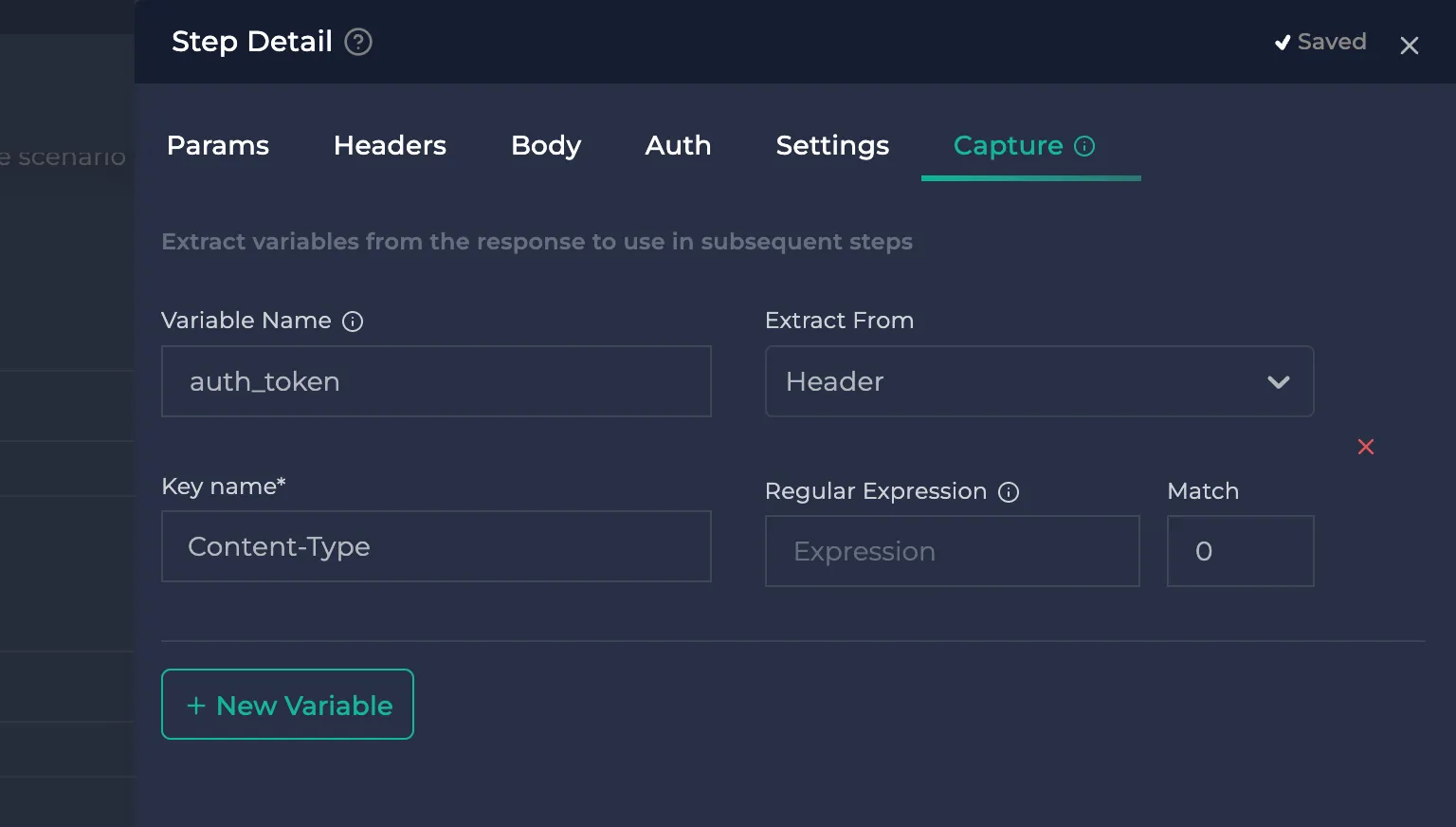 New captured variable definition - Saved